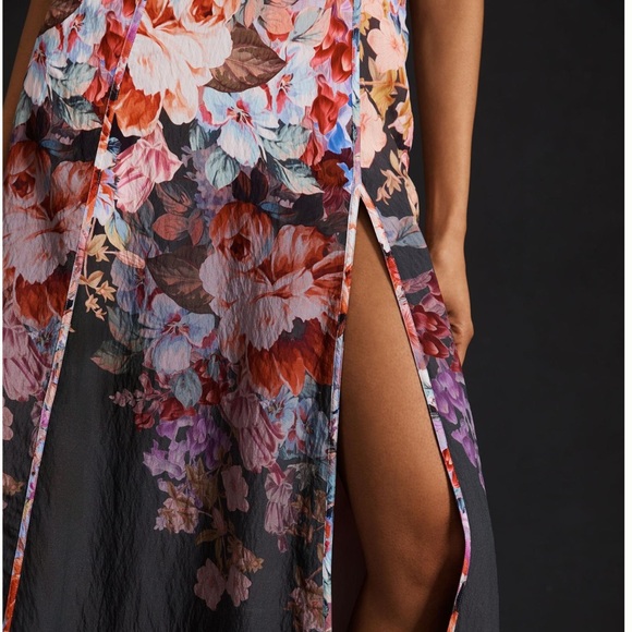 Floral corset midi dress with slit and adjustable straps - Picture 5 of 11